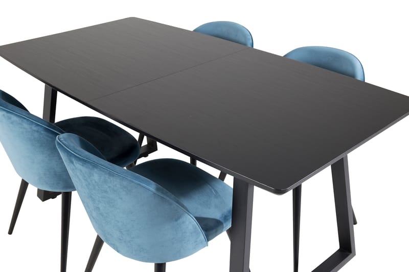 Inca Matgrupp Förlängningsbar 160 cm Rektangulär med 4 Velvet stolar - Möbler - Bord & matgrupp - Matgrupp