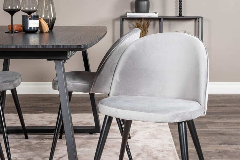 Inca Matgrupp Förlängningsbar 160 cm Rektangulär med 4 Velvet stolar - Möbler - Bord & matgrupp - Matgrupp