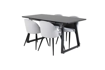 Inca Matgrupp Förlängningsbar 160 cm Rektangulär med 4 Velvet stolar - Möbler - Bord & matgrupp - Matgrupp