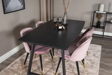 Inca Matgrupp Förlängningsbar 160 cm Rektangulär med 4 Velvet stolar - Möbler - Bord & matgrupp - Matgrupp