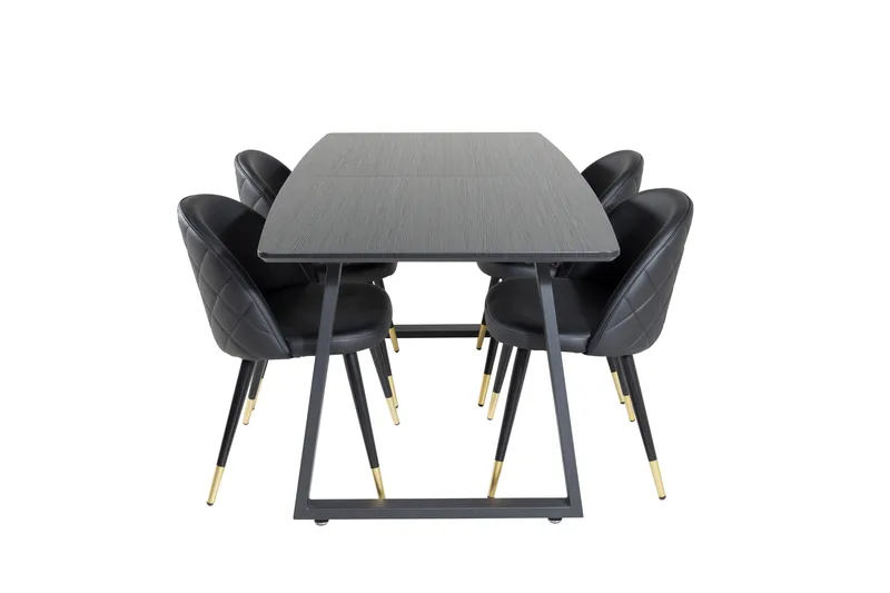 Inca Matgrupp Förlängningsbar 160 cm Rektangulär med 4 Velvet stolar