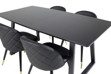 Inca Matgrupp Förlängningsbar 160 cm Rektangulär med 4 Velvet stolar - Möbler - Bord & matgrupp - Matgrupp