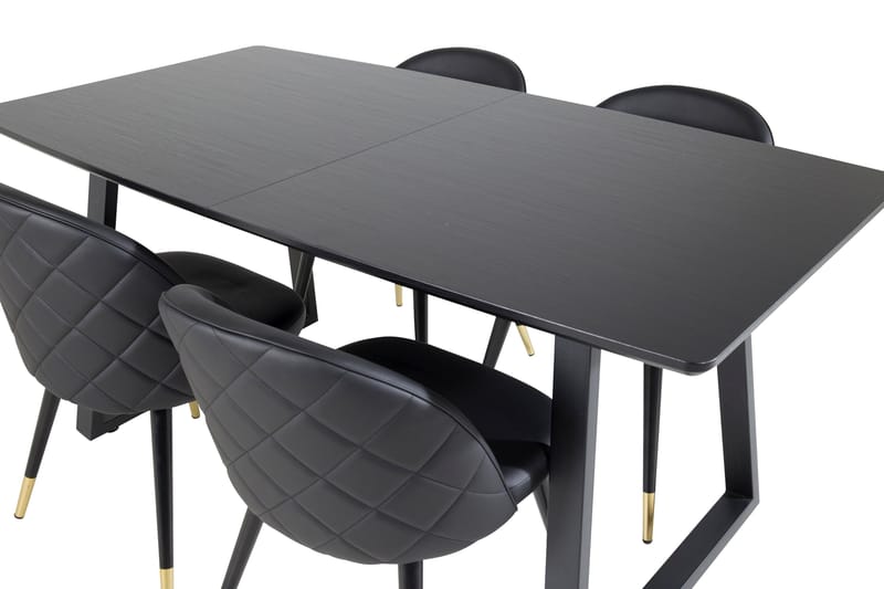Inca Matgrupp Förlängningsbar 160 cm Rektangulär med 4 Velvet stolar - Möbler - Bord & matgrupp - Matgrupp