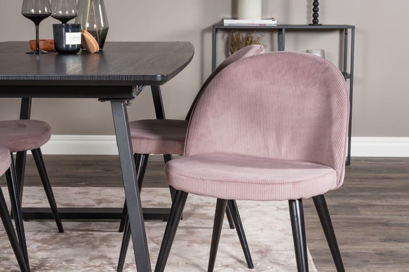 Inca Matgrupp Förlängningsbar 160 cm Rektangulär med 4 Velvet stolar - Möbler - Bord & matgrupp - Matgrupp