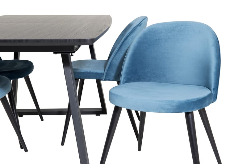 Inca Matgrupp Förlängningsbar 160 cm Rektangulär med 4 Velvet stolar - Möbler - Bord & matgrupp - Matgrupp