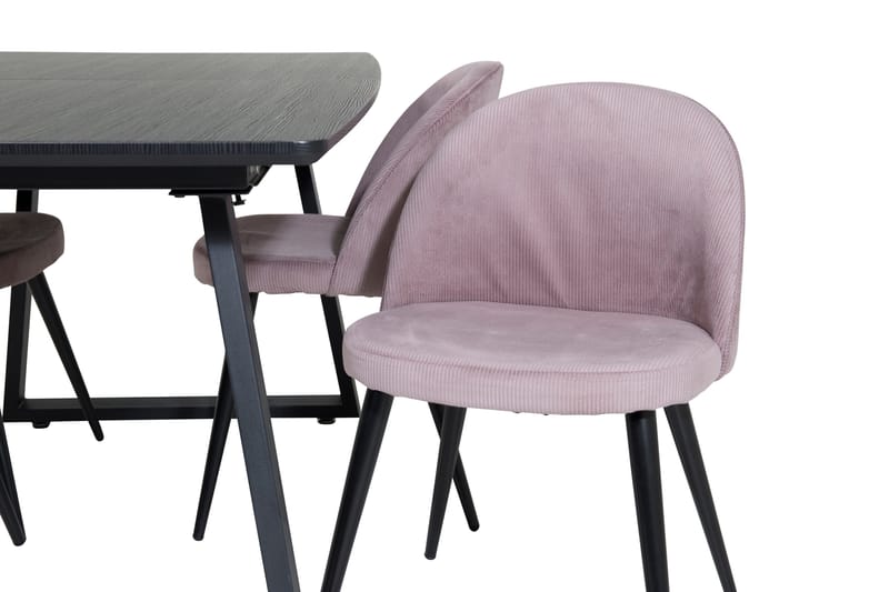 Inca Matgrupp Förlängningsbar 160 cm Rektangulär med 4 Velvet stolar - Möbler - Bord & matgrupp - Matgrupp