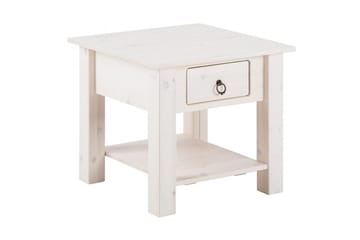 Ines 50 cm Kvadratiskt Soffbord med Lådor i Furu - Vit - Möbler - Bord & matgrupp - Soffbord
