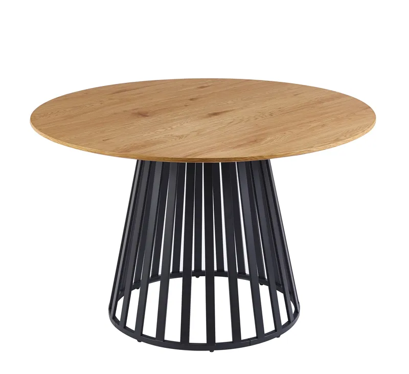 Inez runt matbord Ø120 cm ekfanèr / Svart metall, Ekfanèr / Svart Metall
