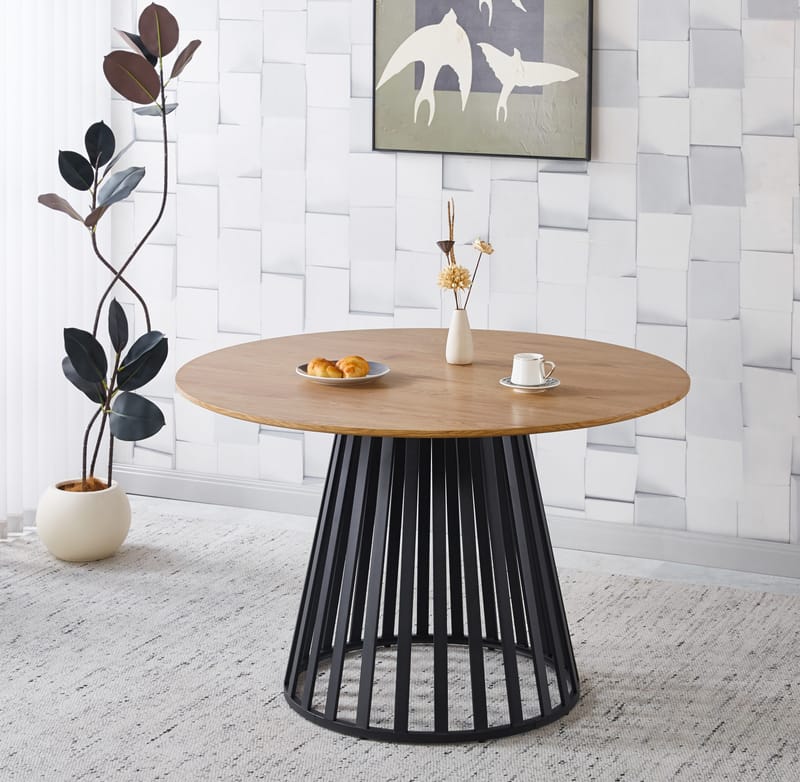 Inez runt matbord Ø120 cm ekfanèr / Svart metall - Ekfanèr / Svart Metall - Möbler - Bord & matgrupp - Matbord & köksbord