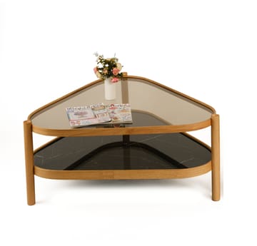Isdahl Soffbord 95x48x95 cm - Ek och svart marmormönster - Möbler - Bord & matgrupp - Marmorbord