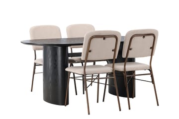 Isolde Matbord 180x90 cm med 4 Seda Matstol - Mörkbrun - Möbler - Bord & matgrupp - Matgrupp
