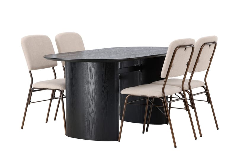 Isolde Matbord 180x90 cm med 4 Seda Matstol - Mörkbrun - Möbler - Bord & matgrupp - Matgrupp