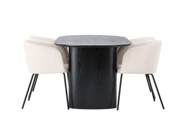 Isolde Matgrupp 180 cm Oval med 4 Berit stolar - Beige - Möbler - Bord & matgrupp - Matgrupp