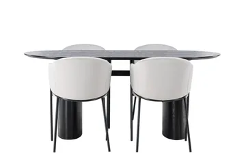 Isolde Matgrupp 180 cm Oval med 4 Evelina stolar - Svart - Möbler - Bord & matgrupp - Matgrupp