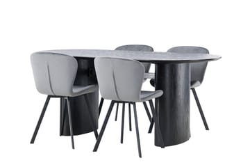 Isolde Matgrupp 180 cm Oval med 4 Lilja stolar - Svart - Möbler - Bord & matgrupp - Matgrupp