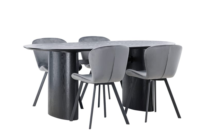 Isolde Matgrupp 180 cm Oval med 4 Lilja stolar - Svart - Möbler - Bord & matgrupp - Matgrupp