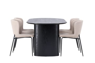 Isolde Matgrupp 180 cm Oval med 4 Modesto stolar - Beige - Möbler - Bord & matgrupp - Matgrupp