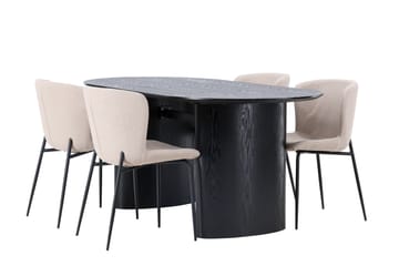 Isolde Matgrupp 180 cm Oval med 4 Modesto stolar - Beige - Möbler - Bord & matgrupp - Matgrupp
