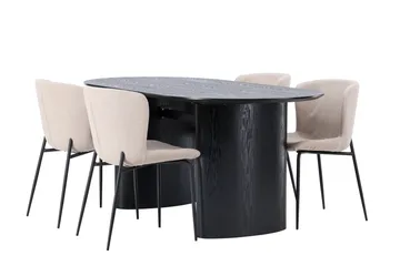 Isolde Matgrupp 180 cm Oval med 4 Modesto stolar - Beige - Möbler - Bord & matgrupp - Matgrupp