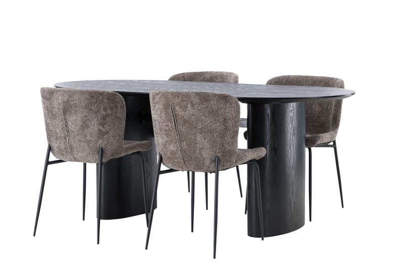 Isolde Matgrupp 180 cm Oval med 4 Modesto stolar - Svart - Möbler - Bord & matgrupp - Matgrupp