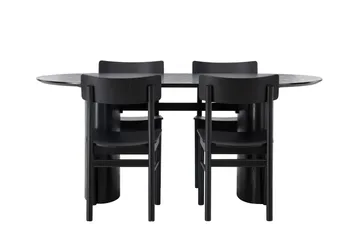 Isolde Matgrupp 180 cm Oval med 4 Montros stolar - Svart - Möbler - Bord & matgrupp - Matgrupp