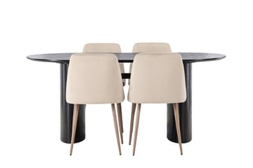 Isolde Matgrupp 180 cm Oval med 4 Night Stolar - Svart - Möbler - Bord & matgrupp - Matgrupp