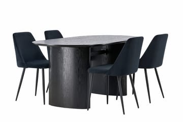 Isolde Matgrupp 180 cm Oval med 4 Night stolar - Svart - Möbler - Bord & matgrupp - Matgrupp