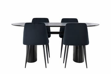 Isolde Matgrupp 180 cm Oval med 4 Night stolar - Svart - Möbler - Bord & matgrupp - Matgrupp