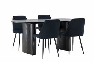 Isolde Matgrupp 180 cm Oval med 4 Night stolar - Svart - Möbler - Bord & matgrupp - Matgrupp