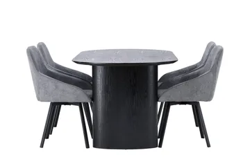 Isolde Matgrupp 180 cm Oval med 4 Rosie stolar - Svart - Möbler - Bord & matgrupp - Matgrupp