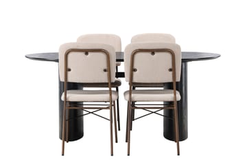 Isolde Matgrupp 180 cm Oval med 4 Seda stolar - Beige - Möbler - Bord & matgrupp - Matgrupp
