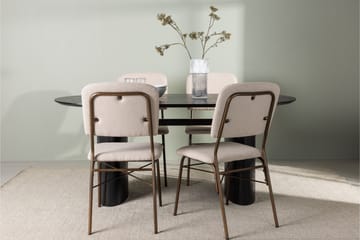 Isolde Matgrupp 180 cm Oval med 4 Seda stolar - Beige - Möbler - Bord & matgrupp - Matgrupp