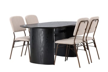 Isolde Matgrupp 180 cm Oval med 4 Seda stolar - Beige - Möbler - Bord & matgrupp - Matgrupp