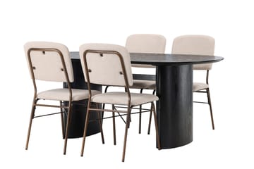 Isolde Matgrupp 180 cm Oval med 4 Seda stolar - Beige - Möbler - Bord & matgrupp - Matgrupp