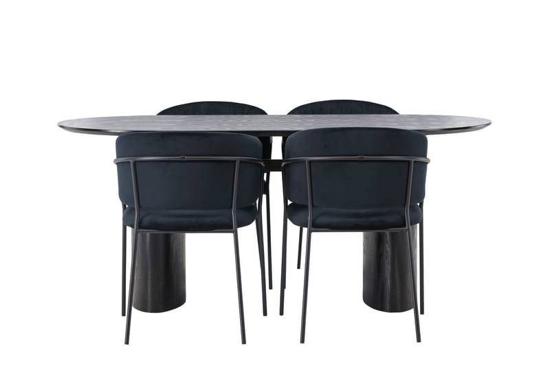 Isolde Matgrupp 180 cm Oval med 4 Selma Stolar - Svart - Möbler - Bord & matgrupp - Matgrupp