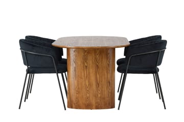 Isolde Matgrupp 180 cm Oval med 4 Selma Stolar - Svart - Möbler - Bord & matgrupp - Matgrupp