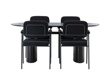 Isolde Matgrupp 180 cm Oval med 4 Yesterday stolar - Svart - Möbler - Bord & matgrupp - Matgrupp