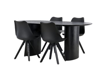 Isolde Matgrupp 180 cm Oval med 4 Zeno stolar - Svart - Möbler - Bord & matgrupp - Matgrupp