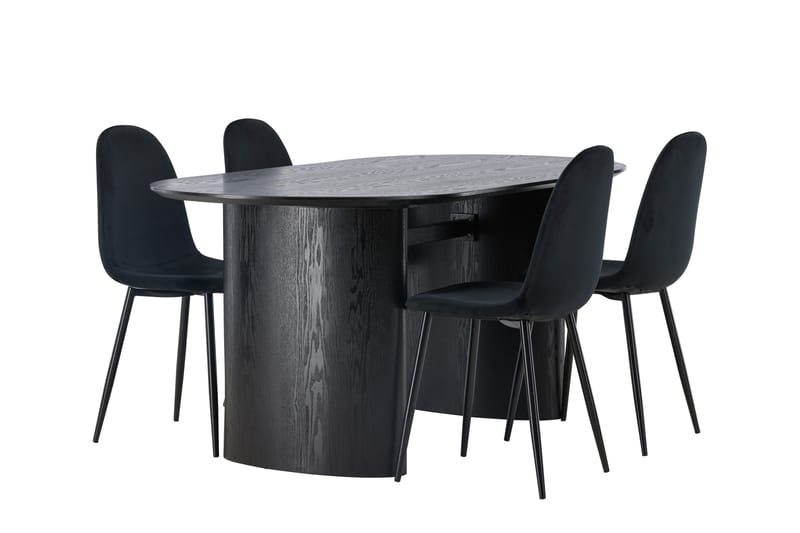 Isolde Matgrupp 180 cm Oval med 4 Polar stolar - Svart - Möbler - Bord & matgrupp - Matgrupp