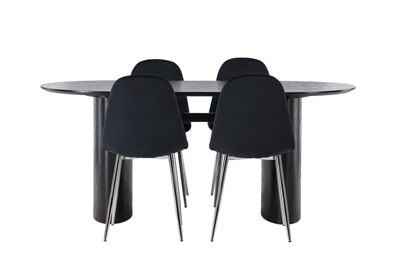 Isolde Matgrupp 180 cm Oval med 4 Polar stolar - Svart - Möbler - Bord & matgrupp - Matgrupp