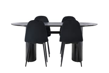 Isolde Matgrupp 180 cm Oval med 4 Polar stolar - Svart - Möbler - Bord & matgrupp - Matgrupp