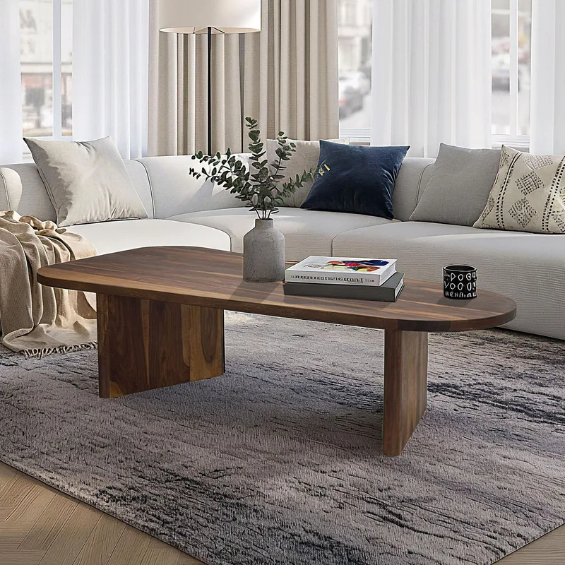 Ivoeri Soffbord 120 cm Oval Lantlig stil - Varm mörkbrun - Möbler - Bord & matgrupp - Soffbord