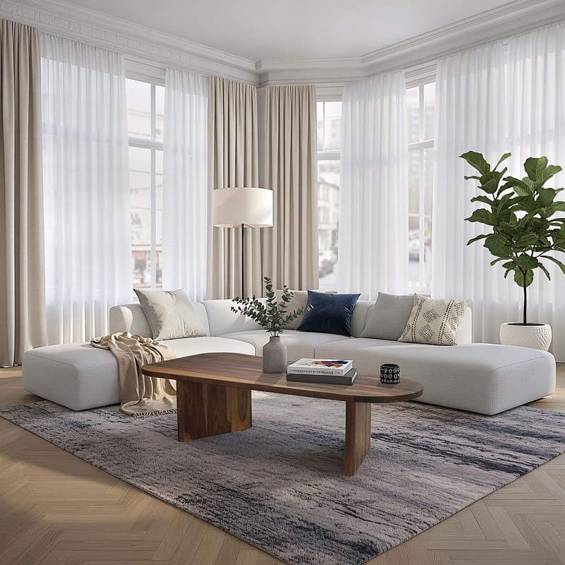 Ivoeri Soffbord 120 cm Oval Lantlig stil - Varm mörkbrun - Möbler - Bord & matgrupp - Soffbord