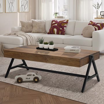 Ivoira Soffbord 120 cm Industriell stil - Varm mörkbrun och svart - Möbler - Bord & matgrupp - Soffbord