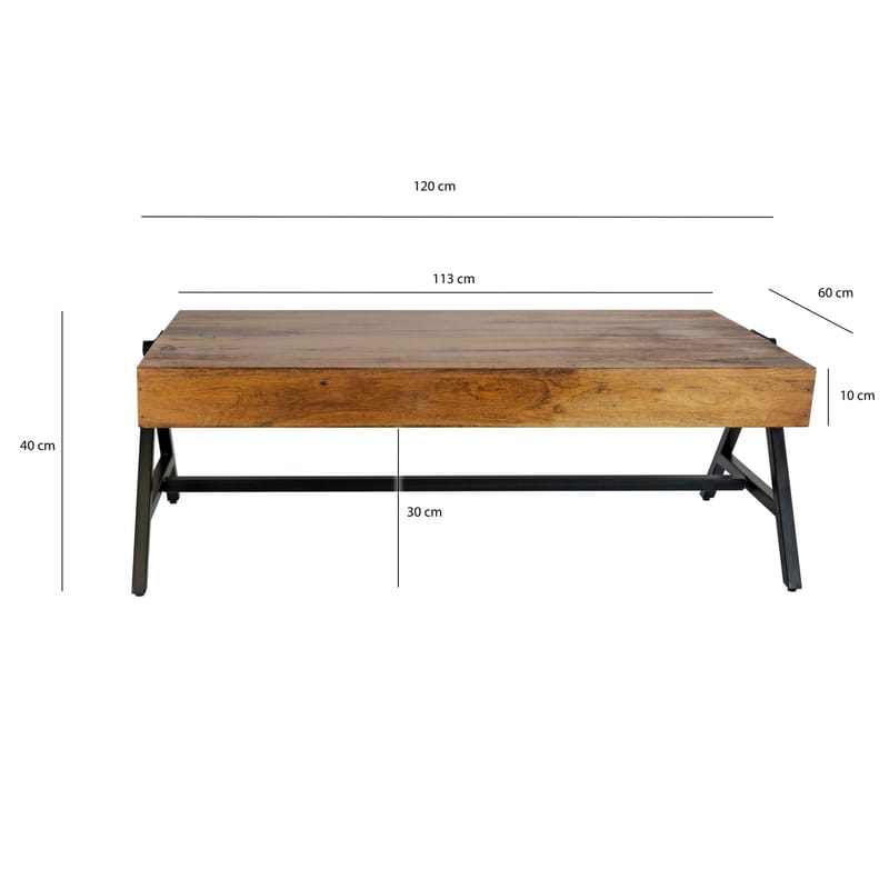 Ivoira Soffbord 120 cm Industriell stil - Varm mörkbrun och svart - Möbler - Bord & matgrupp - Soffbord