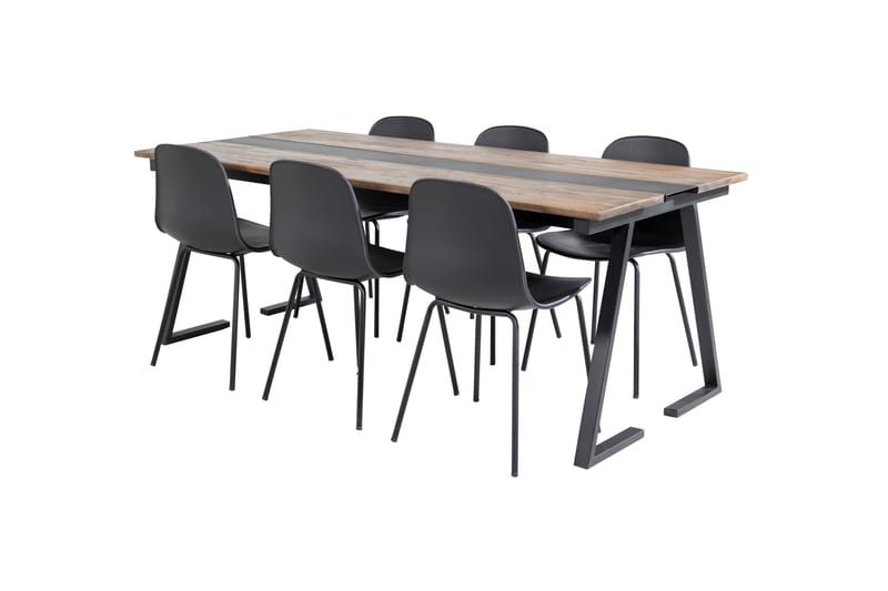 Jakarta Matgrupp 200 cm Rektangulär med 6 Arctic Stolar - Svart - Möbler - Bord & matgrupp - Matgrupp