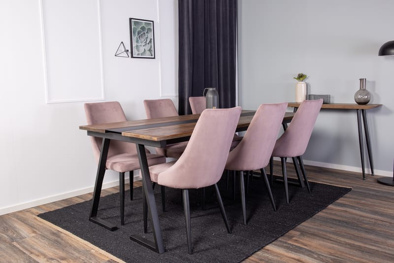 Jakarta Matgrupp 200 cm Rektangulär med 6 Leone stolar - Svart - Möbler - Bord & matgrupp - Matgrupp