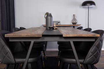 Jakarta Matgrupp 200 cm Rektangulär med 6 Velvet stolar - Svart - Möbler - Bord & matgrupp - Matgrupp