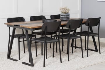 Jakarta Matgrupp 200 cm Rektangulär med 6 Polly stolar - Svart - Möbler - Bord & matgrupp - Matgrupp