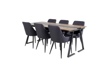 Jakarta Matgrupp 200 cm Rektangulär med 6 Plaza stolar - Svart - Möbler - Bord & matgrupp - Matgrupp